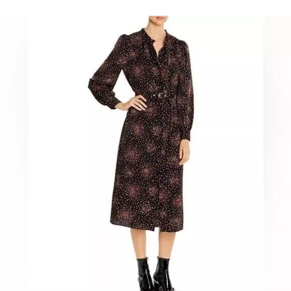 Kate Spade Disco Dots Ruffle Shirt Dress Black Size 4 - Picture 1 of 14